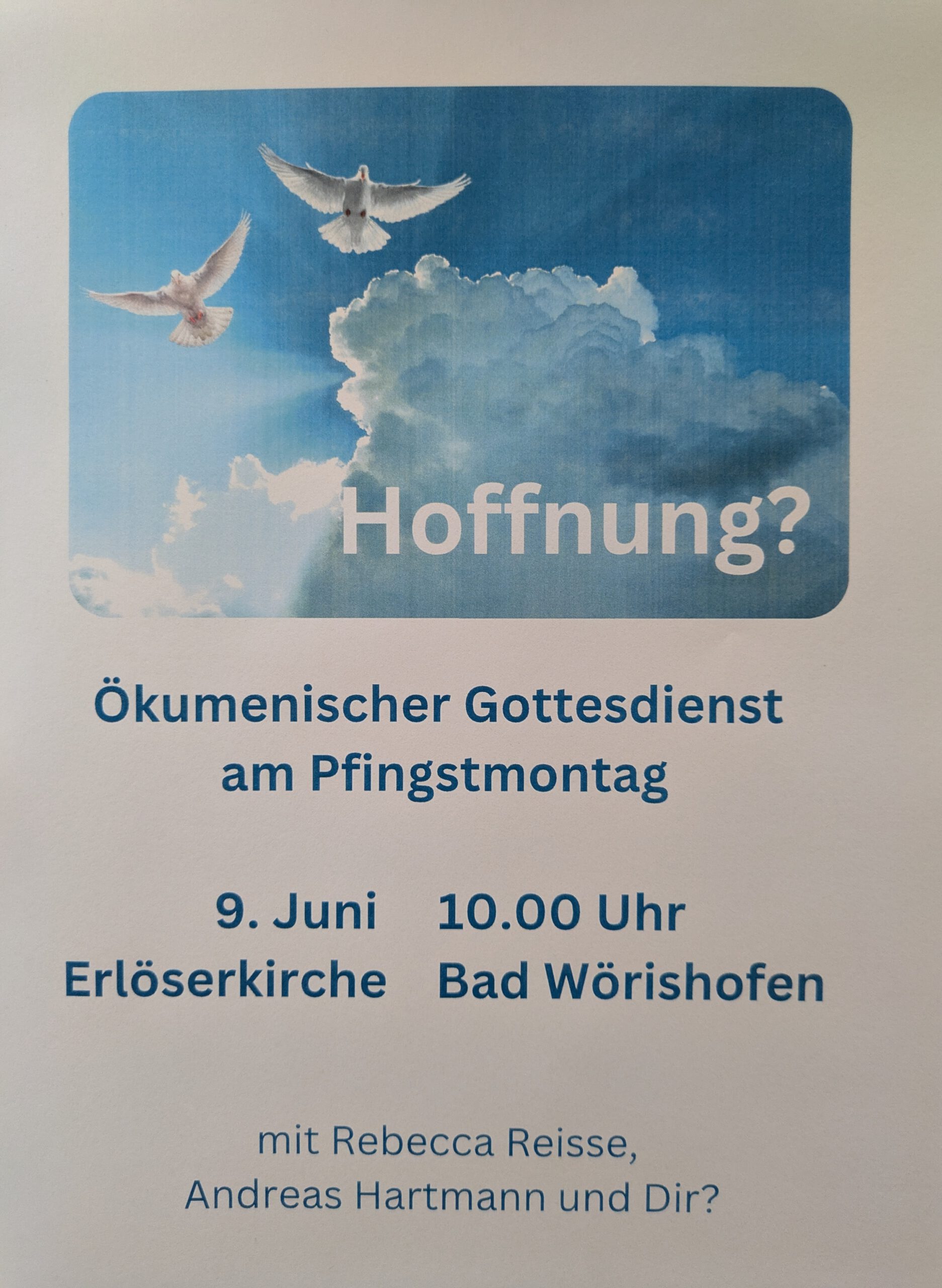 9. Juni 10:00 Uhr Ökumenischer Gottesdienst